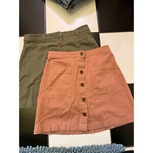 Lot of 2 Forever 21 A Line Mini Skirts Khaki/Rose Size 4